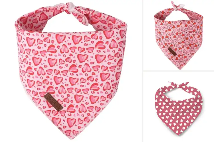 Detailed view of Best Pink Heart Triangle Bandana For Pets
